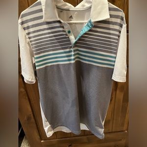 Men’s adidas golf polo size medium , teal, gray and white. Like new